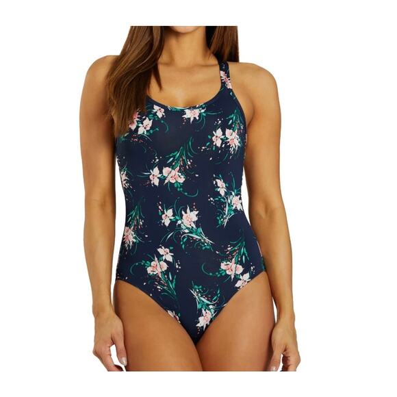 Carve Designs Beacon Onepice Swimsuit Blue Floral High Support Full Coverage S - Picture 1 of 13